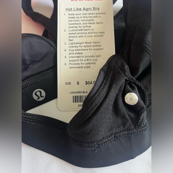 Lululemon Hot Like Agni Bra -Size 8 Black - Picture 6 of 6